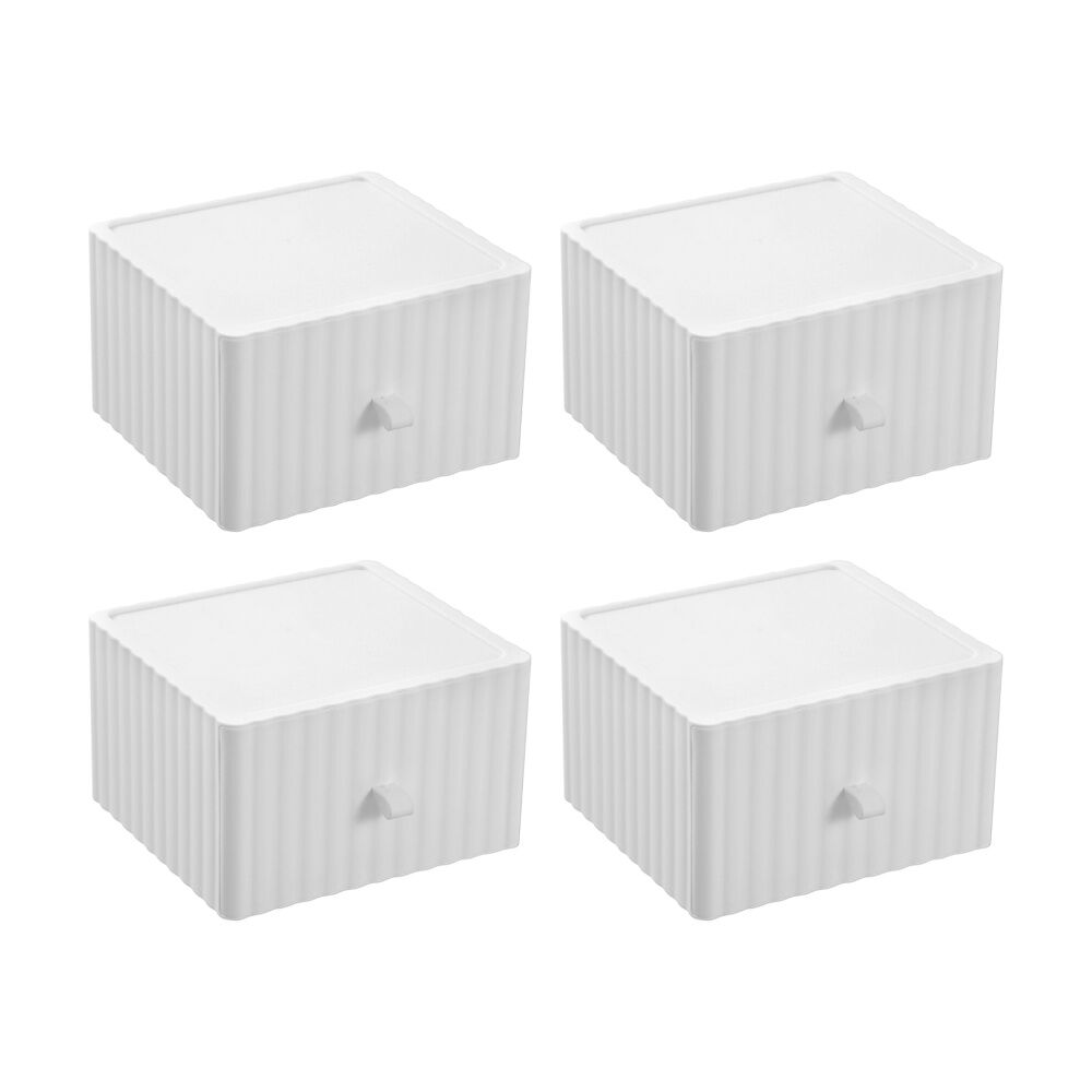Boxsweden Rippled Stacking Drawer Organiser Ribbed Storage 20x18x12cm Assorted (4 Pack)