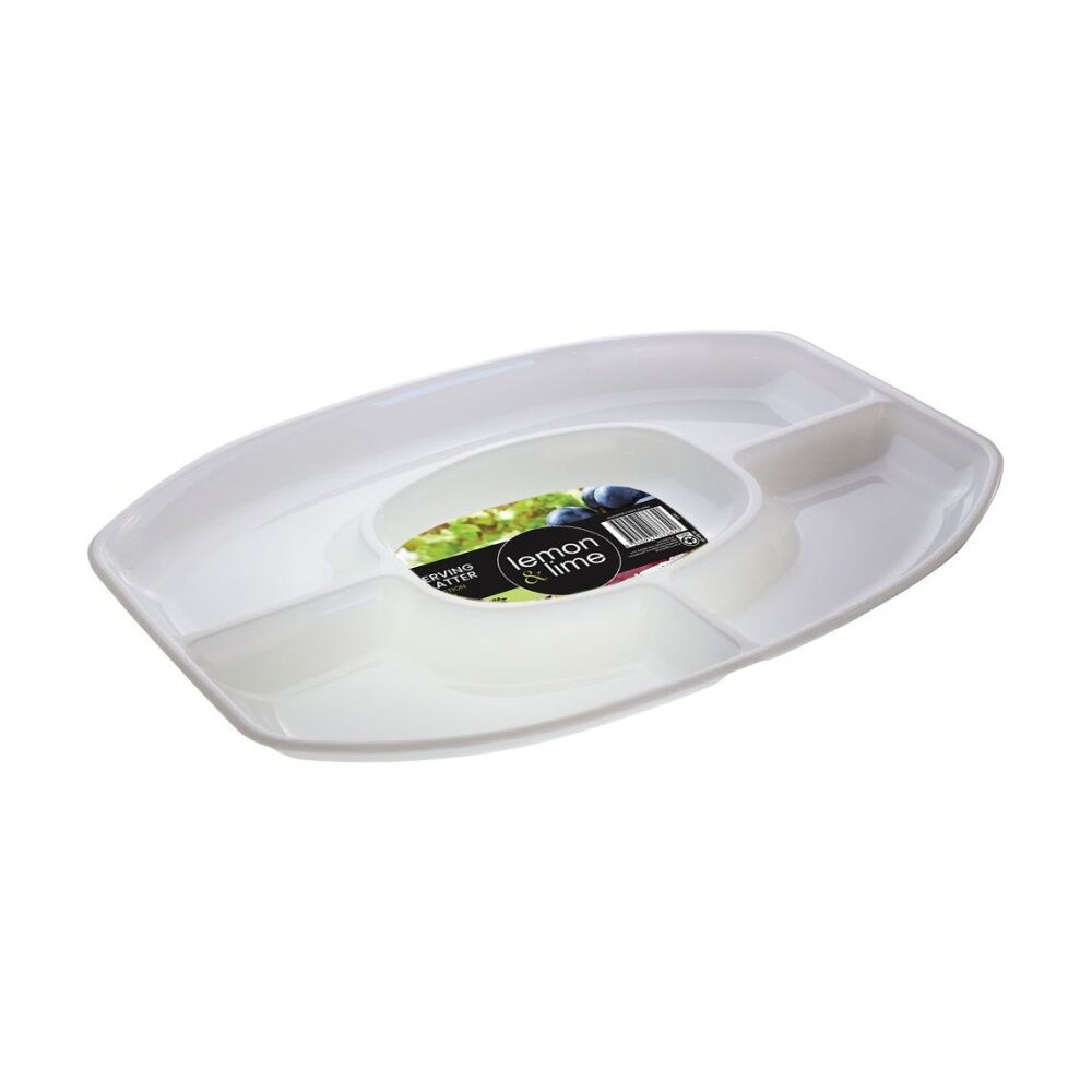 Lemon and Lime 46x33cm White Serving Platter 4 Section Plate Oval Plastic — image 2