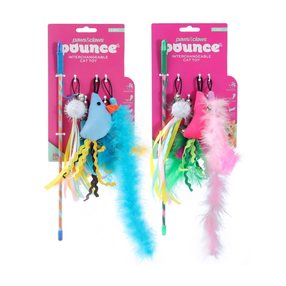 Paws and Claws Pounce Pet Cat Dangler Toy 5 in 1 43cm - Engaging Interactive Play - Assorted Designs for Cats 43cm — image 2