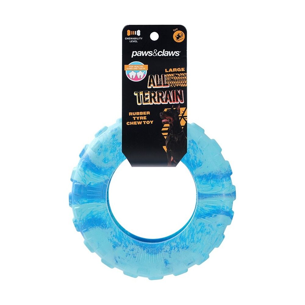 Paws and Claws 21x21x5.5cm Two-Tone All Terrain Rubber Tyre Dog Chew Toy Large