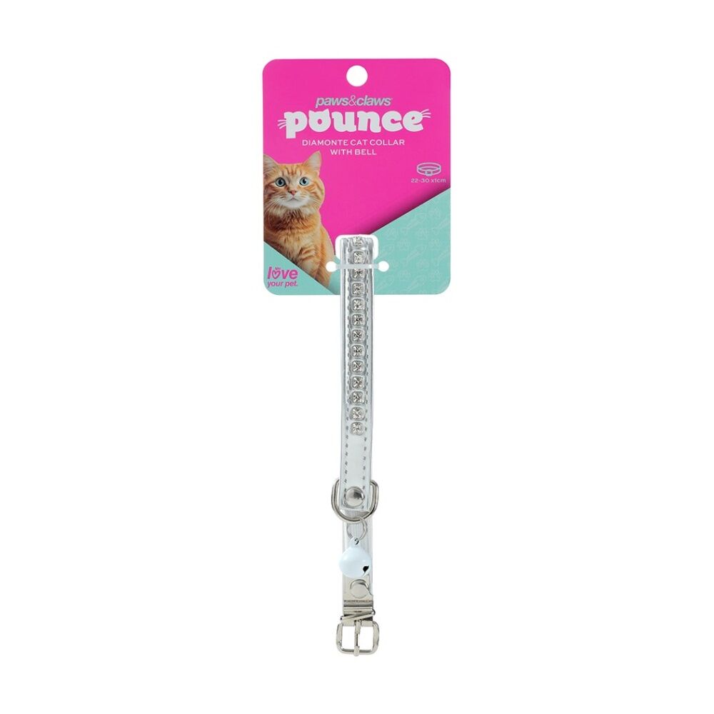 Paws and Claws Assorted Pounce Diamonte Cat Bell Collar 22-30x1cm