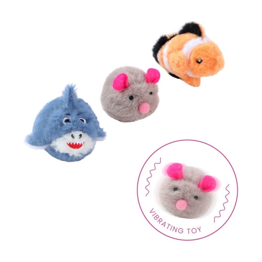 Paws and Claws Pet Cat Toy Pounce Chasey Vibrating Animal Assorted 12x8cm — image 2