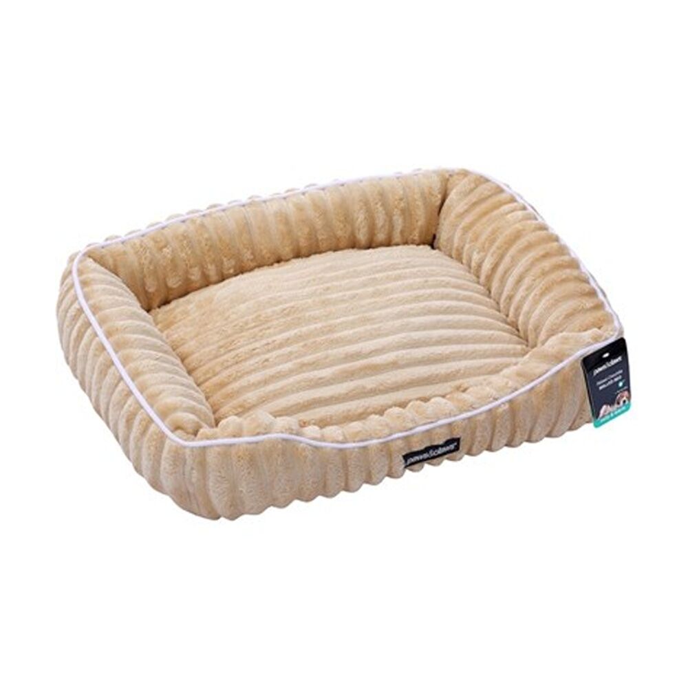 Paws and Claws Camel 60x50x18cm Ribbed Chinchilla Walled Pet Cat Dog Bed — image 2