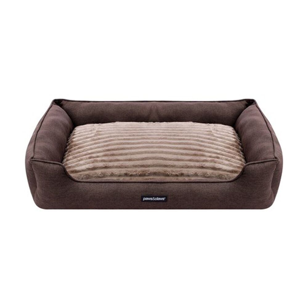 Paws and Claws Large 80x60x20cm Pia Ribbed Chinchilla Pet Cat Dog Bed
