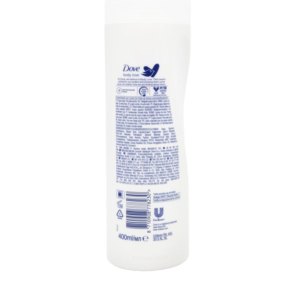 Dove Body Love Restoring Care Lotion Coconut Oil Almond Milk Dry 400mL (12 Pack) — image 3