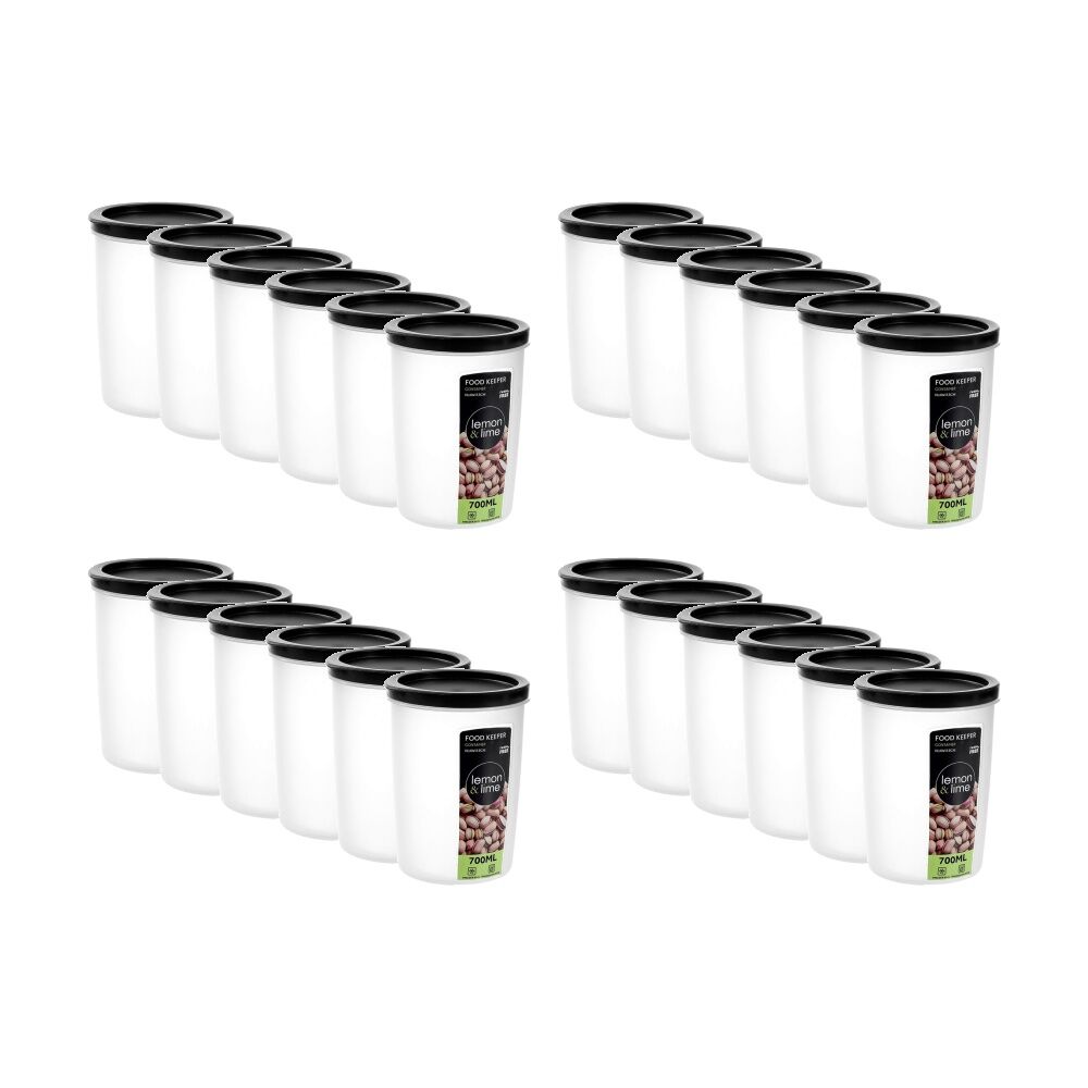 Lemon and Lime Food Keeper Round Reusable Container 700ml 9.9x9.9x13.6cm (24 Pack)