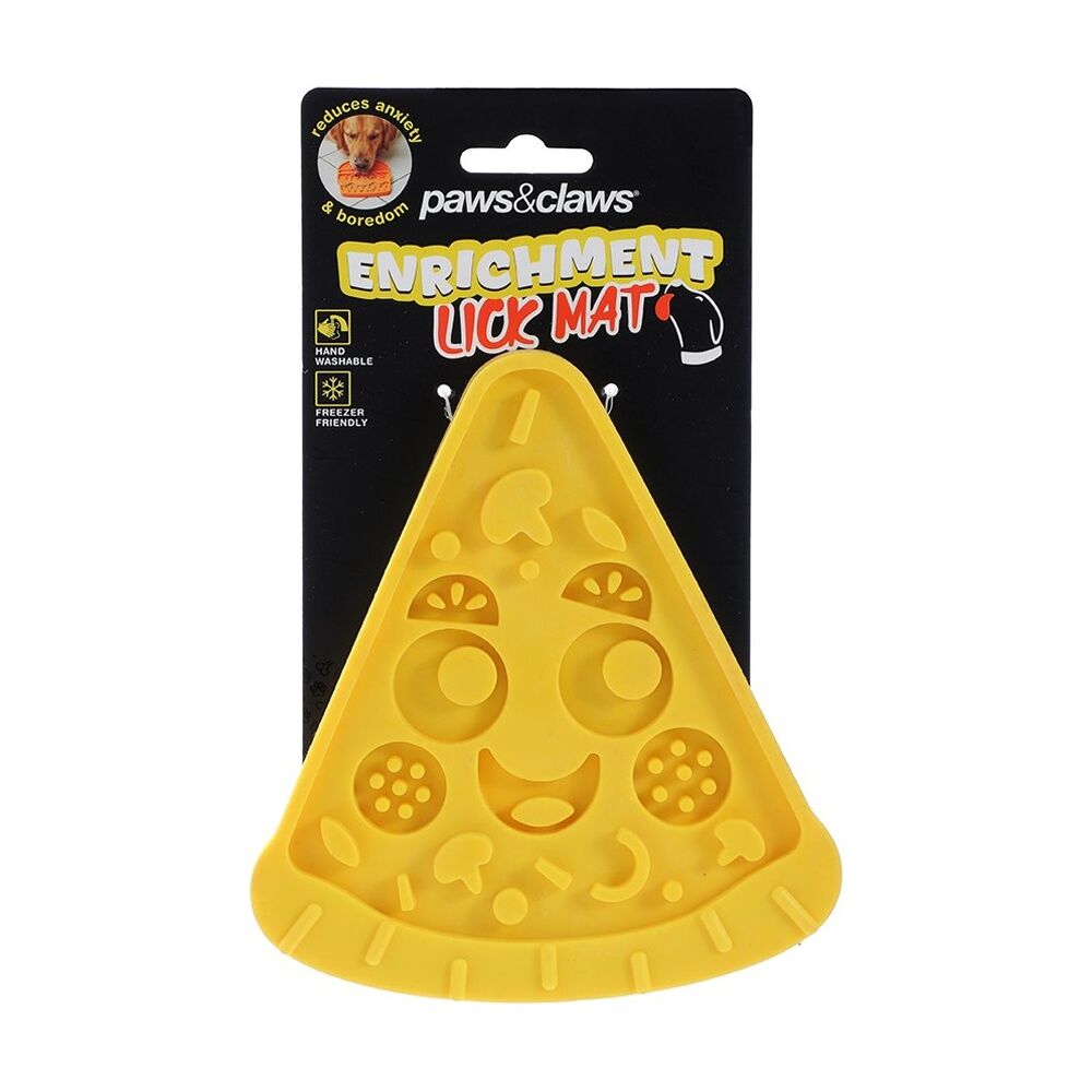 Paws and Claws Rubber Food Lick Mat - Assorted Pizza And Burger Designs - Silicone - Non-Toxic - Dishwasher And Freezer Safe - 15.5x14x1.5cm