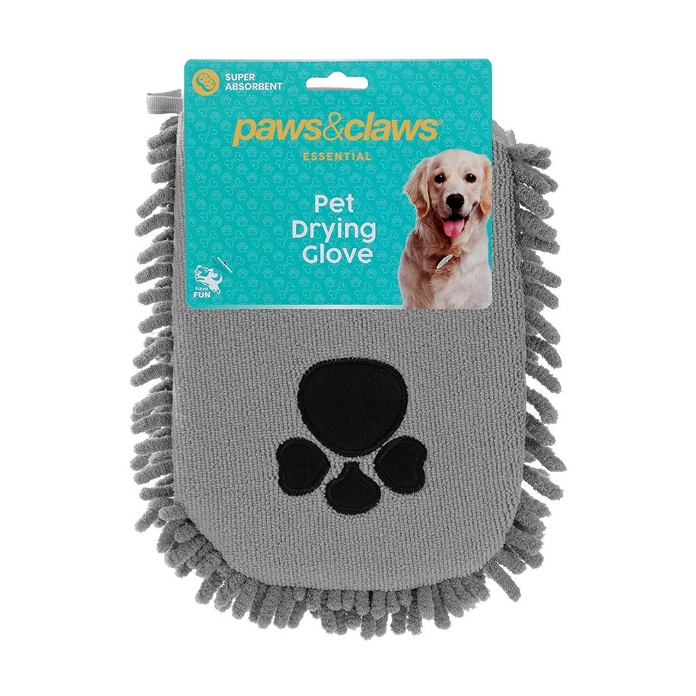 Paws and Claws 26x21cm Absorbent Microfibre Pet Dog Grooming Drying Glove