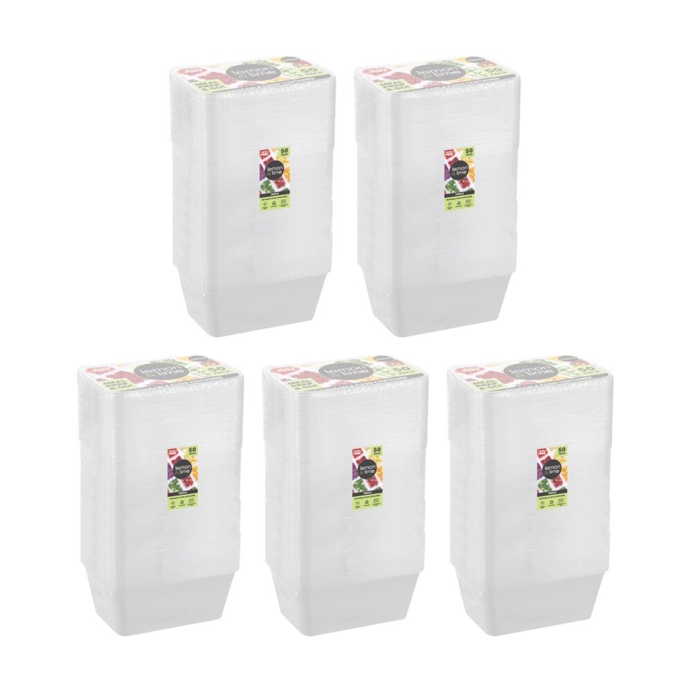 Lemon and Lime 5x 50pc Reusable Food Containers Rectangle 750ml