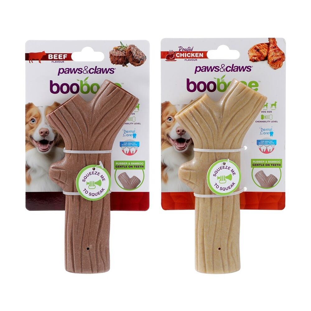 Paws and Claws 18.5cm Boobone Bamboo TPR Branch Dog Chew Toy Chicken Beef — image 2