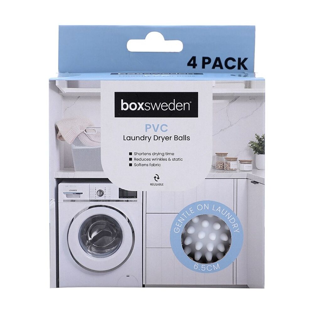 Boxsweden Reusable Laundry Dryer Balls 6.5cm PVC Reduces Drying Time (4 Pack) — image 4