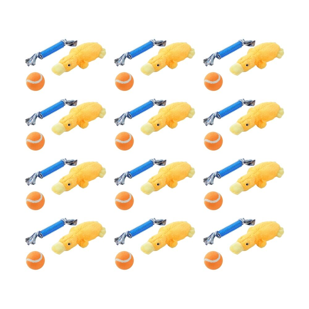 Paws and Claws 4pc Paws And Claws Pet Dog Toys Plush Rope TPR Baton Ball Assorted (12 Pack)