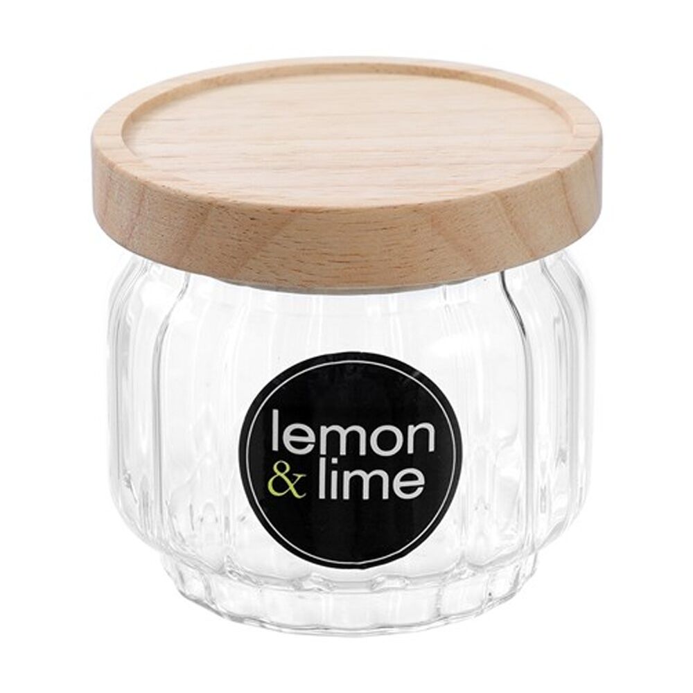 Lemon and Lime Woodend Ribbed Glass Jar Reusable Food Container 350ml (12 Pack) — image 2