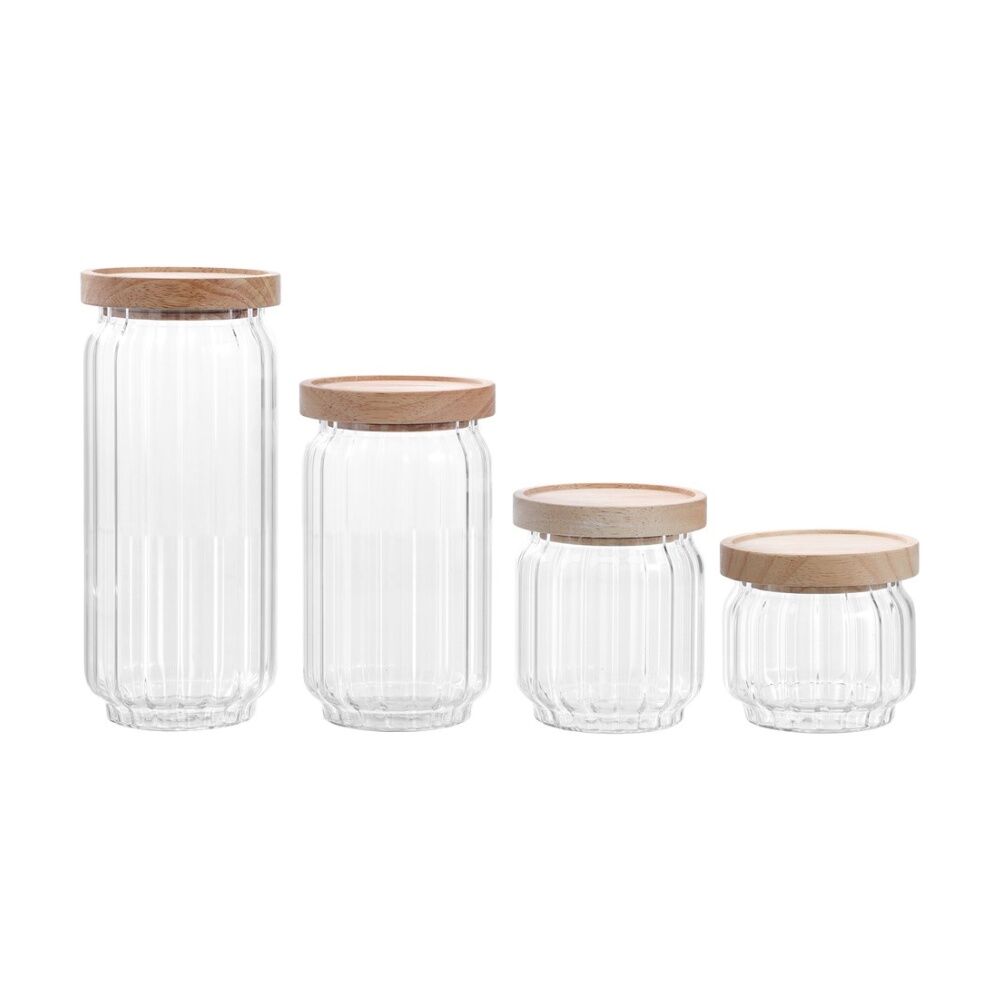 Lemon and Lime Woodend Ribbed Glass Jar Reusable Food Container 350ml (12 Pack) — image 8