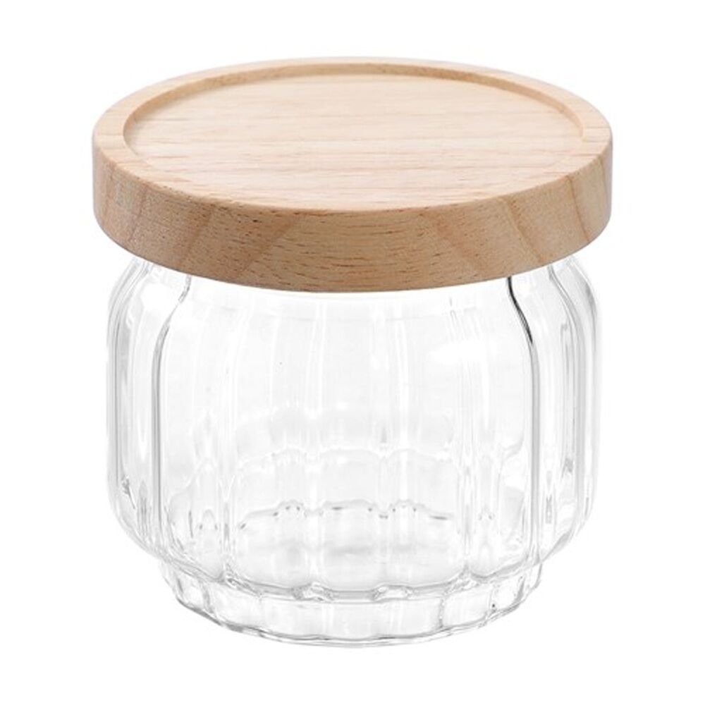 Lemon and Lime Woodend Ribbed Glass Jar Reusable Food Container 350ml — image 3