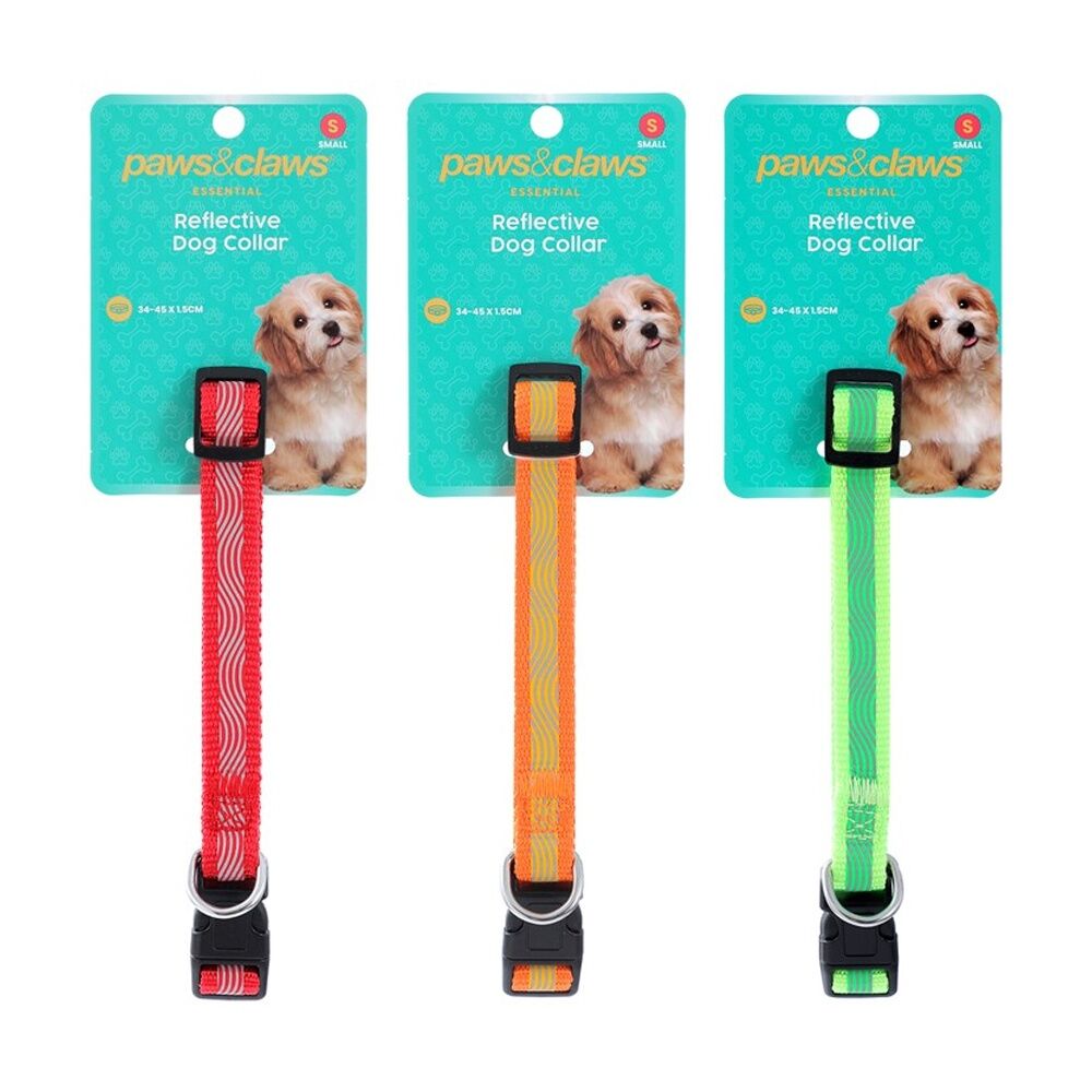 Paws and Claws Reflective Pet Dog Collar Assorted Small 34-45x1.5cm — image 2