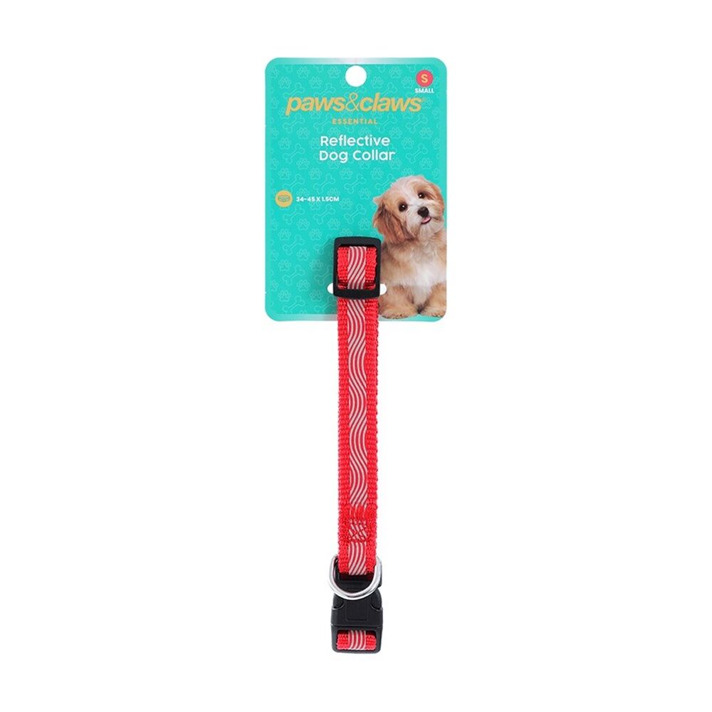 Paws and Claws Reflective Pet Dog Collar Assorted Small 34-45x1.5cm