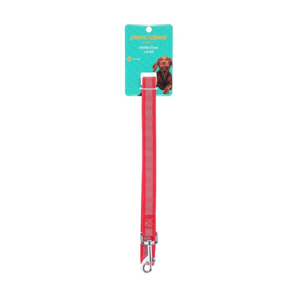 Paws and Claws Reflective Pet Dog Lead 120 x 2cm - Reflective Stitching For Visibility - Durable Material 120cmx2cm