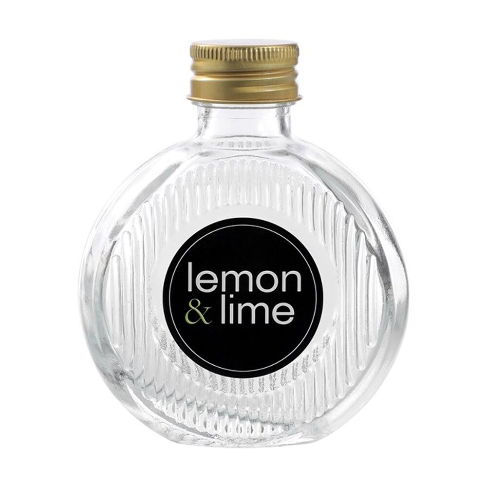 Lemon and Lime Verre Flat Ribbed Glass Food Container Lid Gold 100ml
