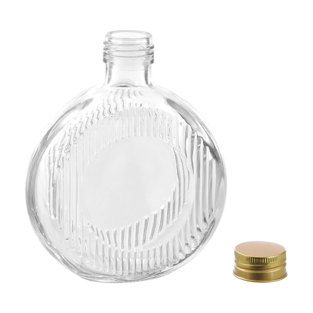 Lemon and Lime Verre Flat Ribbed Glass Reusable Food Container Gold 350ml — image 2
