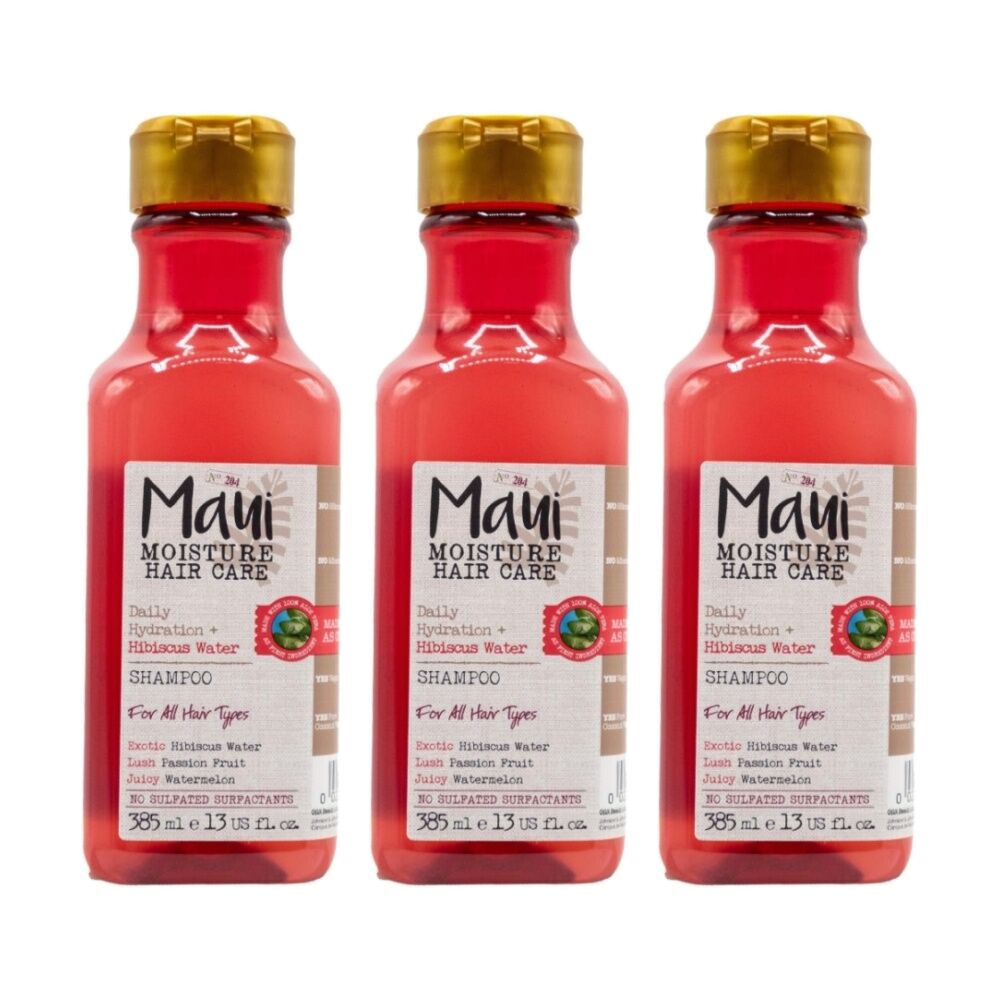 Maui Moisture Hair Care Shampoo Daily Hydration Hibiscus Water 385mL (3 Pack)
