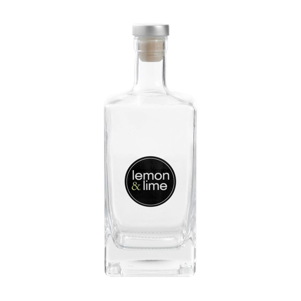 Lemon and Lime Verre Square Glass Bottle Reusable Food Container 520ml