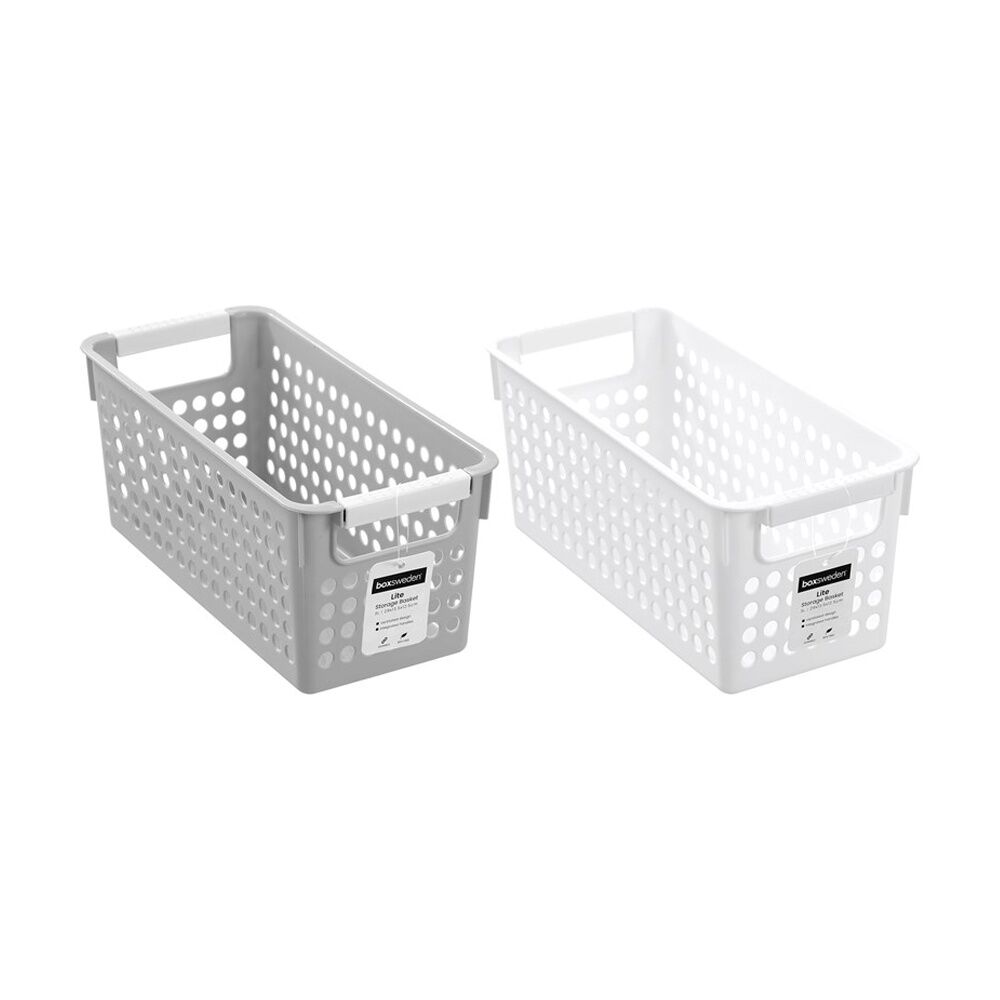 Boxsweden Lite Storage Basket 29x13.5x12.5cm Assorted Home Organiser Ventilated Design Integrated Handles Durable Materials — image 2