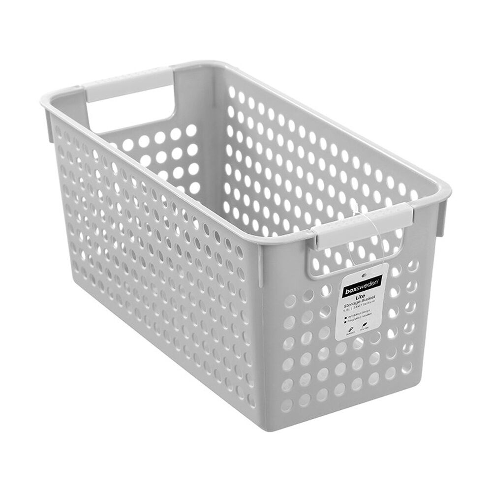 Boxsweden Lite Storage Basket 29x13.5x12.5cm Assorted Home Organiser Ventilated Design Integrated Handles Durable Materials — 5.8l