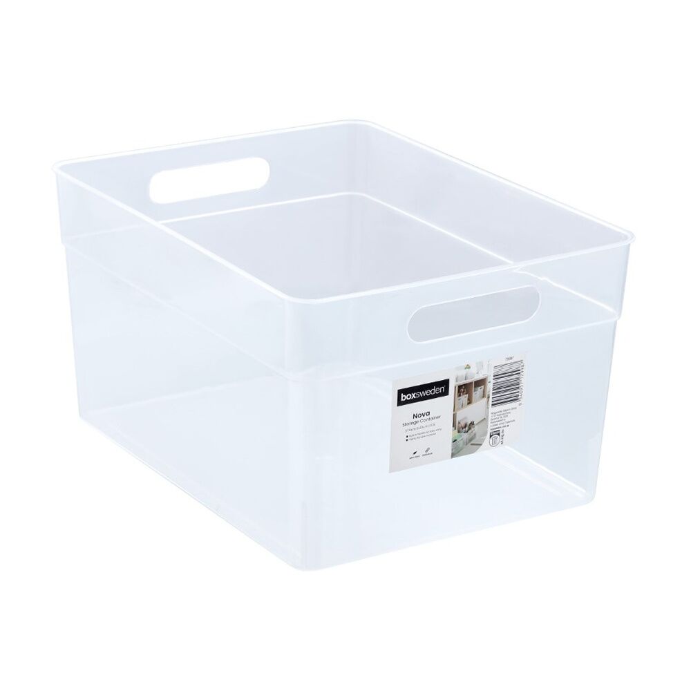 Boxsweden NOVA Storage Container 17.3L Capacity - Compact Space-Saving Design - Durable Material - 37.5x29.5x20cm Size Dimensions Clear 17.3L