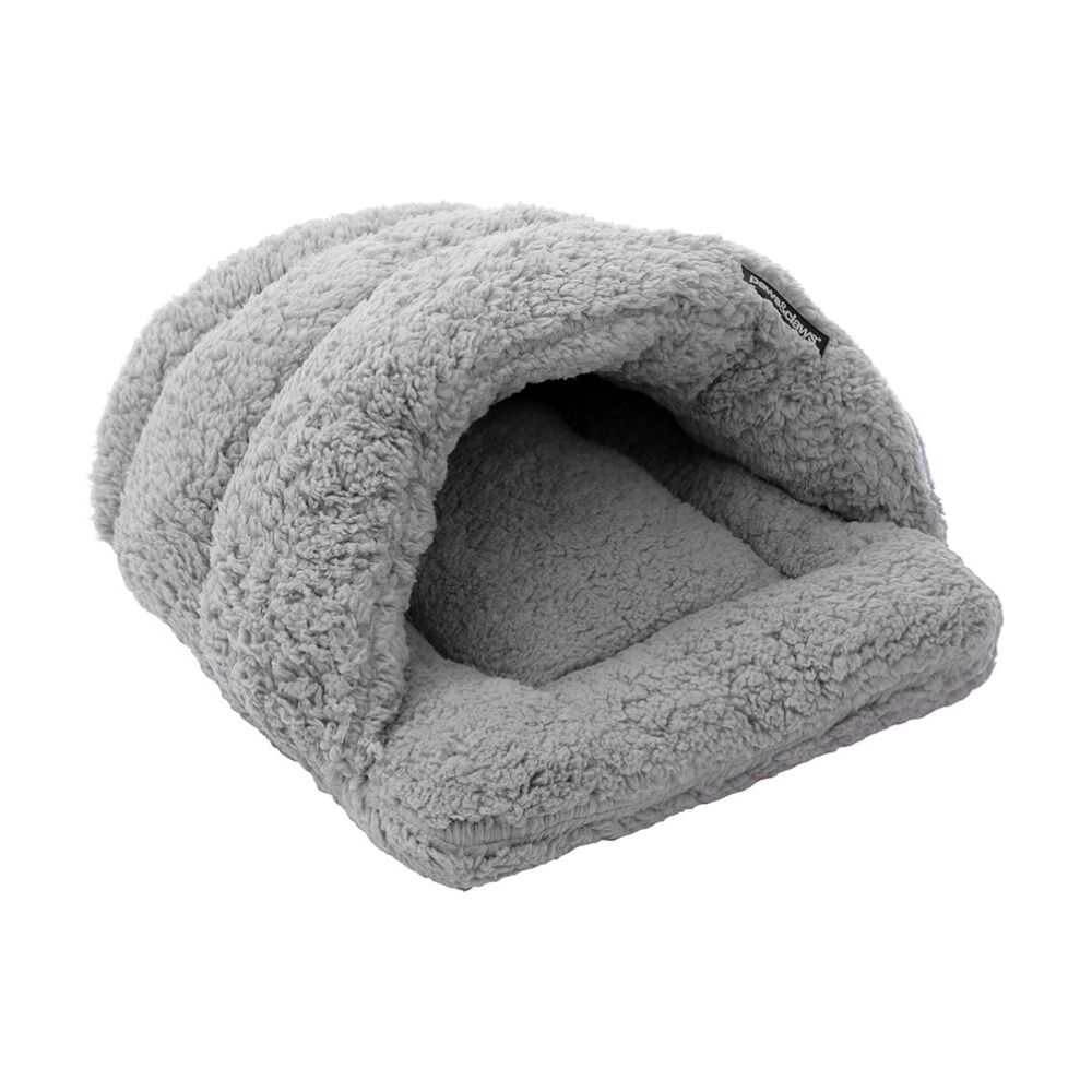 Paws and Claws Sherpa Igloo Pet Dog Cat Bed 58X44CM - Soft Sherpa Material For Natural Warmth - Comfortable And Secure Design - Grey Color Plush Pet — image 3