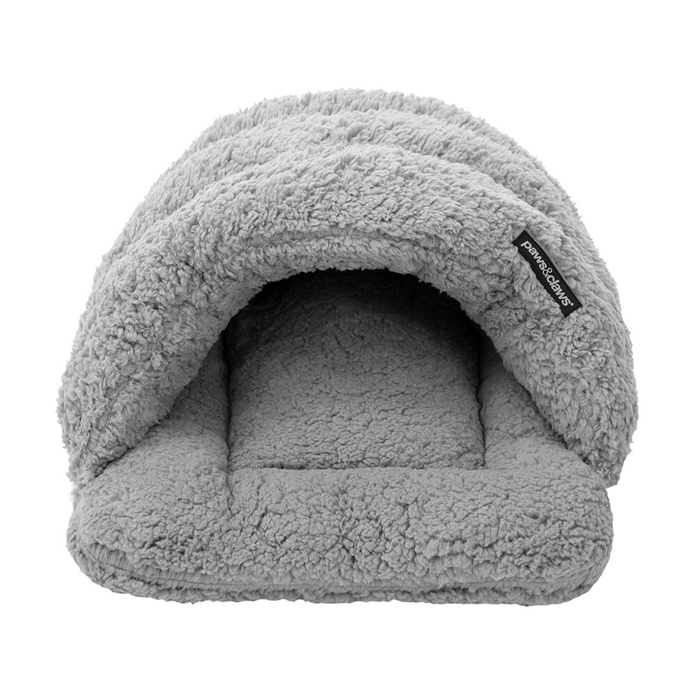 Paws and Claws Sherpa Igloo Pet Dog Cat Bed 58X44CM - Soft Sherpa Material For Natural Warmth - Comfortable And Secure Design - Grey Color Plush Pet — image 2