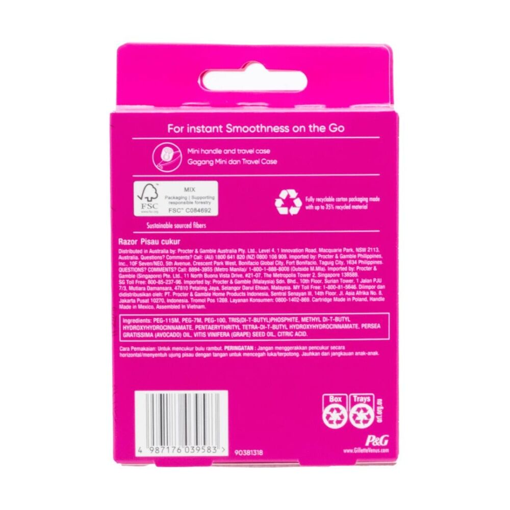 Gillette Venus 5 Snap Extra Smooth Razor w/ Mini Handle & Travel Case (3 Pack) — image 3