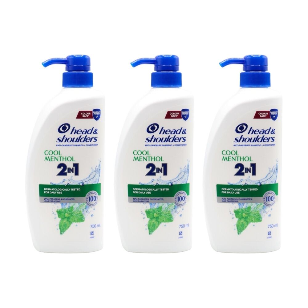 Head & Shoulders Cool Menthol 2 In 1 Shampoo Conditioner 750ml (3 Pack)