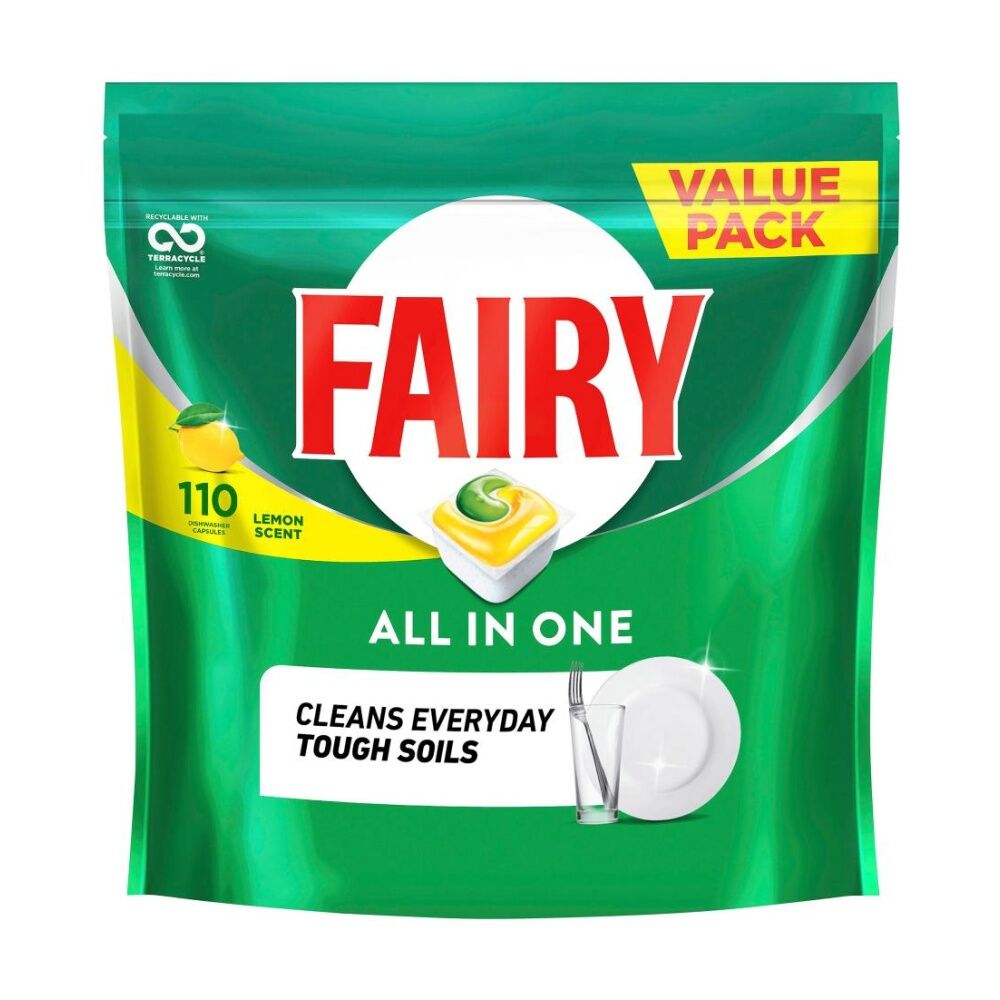 Fairy 110pc Fairy Dishwasher Tablets All In One Dish Cleaning Lemon Scent (2 Pack) — image 2