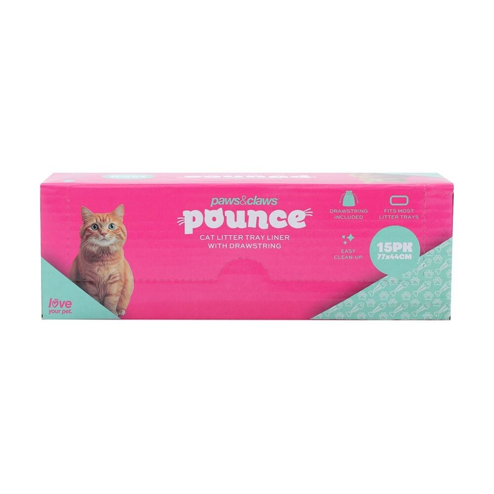 Paws and Claws Pounce Pet Cat Litter Tray Liner Drawstring 77x44cm (15 Pieces) — image 2