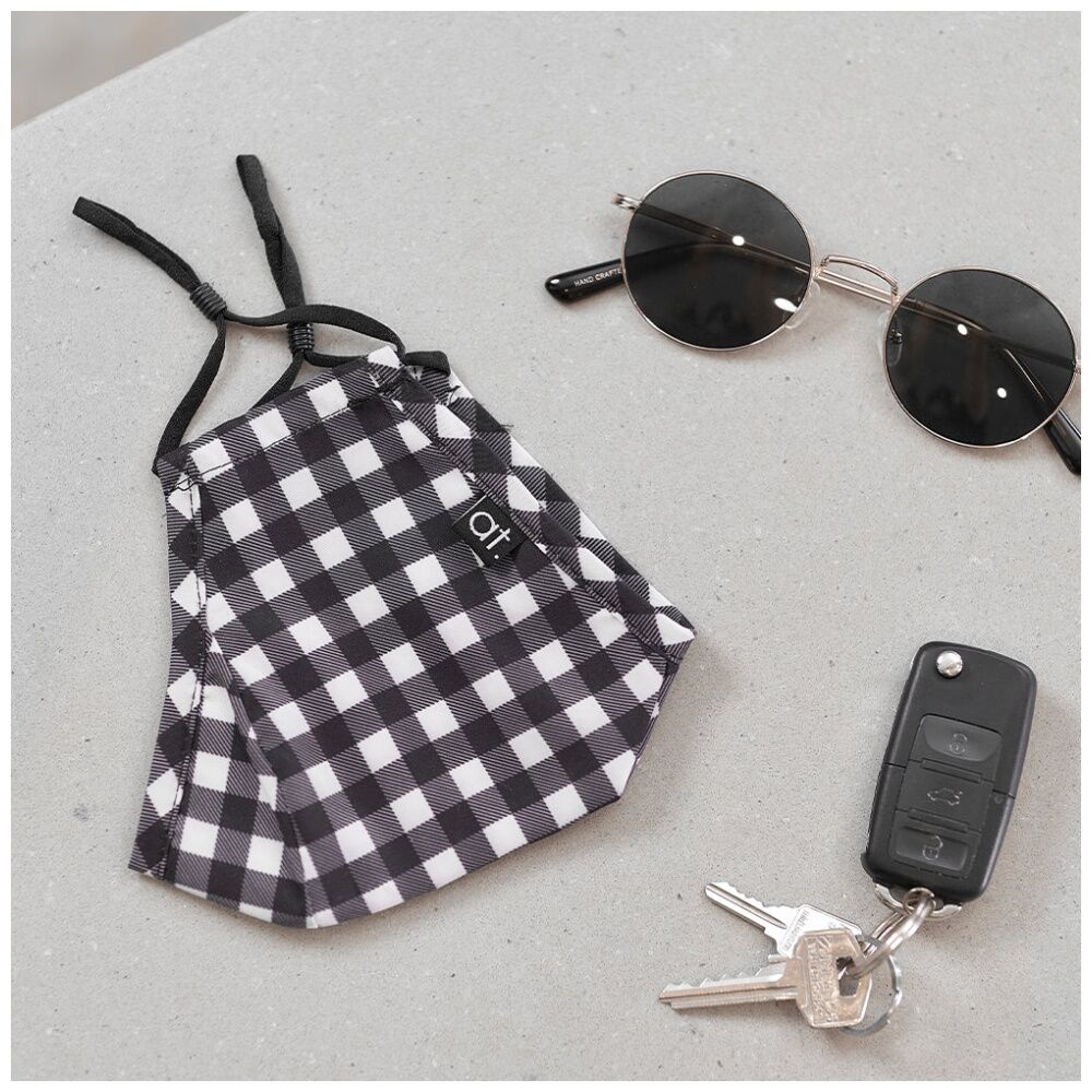 Annabel Trends Black Gingham Reusable Face Mask w/ Adjustable Ear Straps — image 2