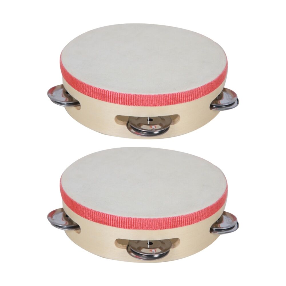 Vivaio Tambourine Percussion Musical Instrument Classroom Learning 3y+ Wood (2 Pack)