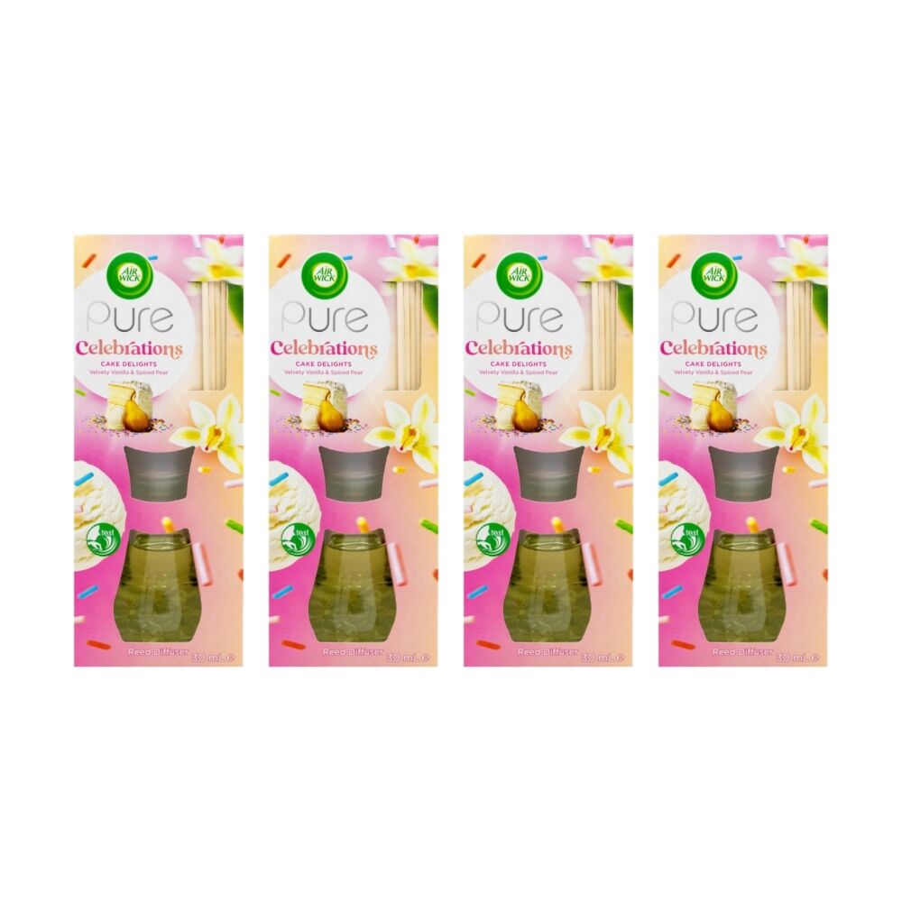 Air Wick Reed Diffuser Celebrations Cake Delight Fragrance 30ml (4 Pack)
