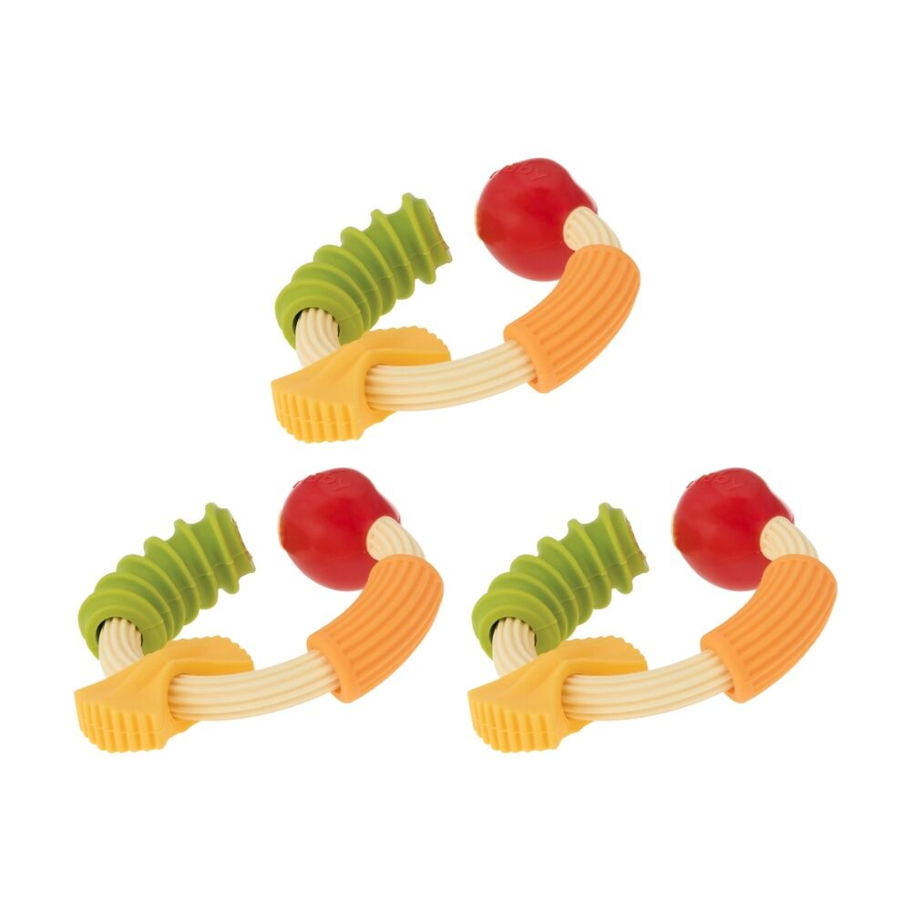 Nuby 3pc Pasta Ring Teether Soft Silicone Textured Shapes Baby Teething