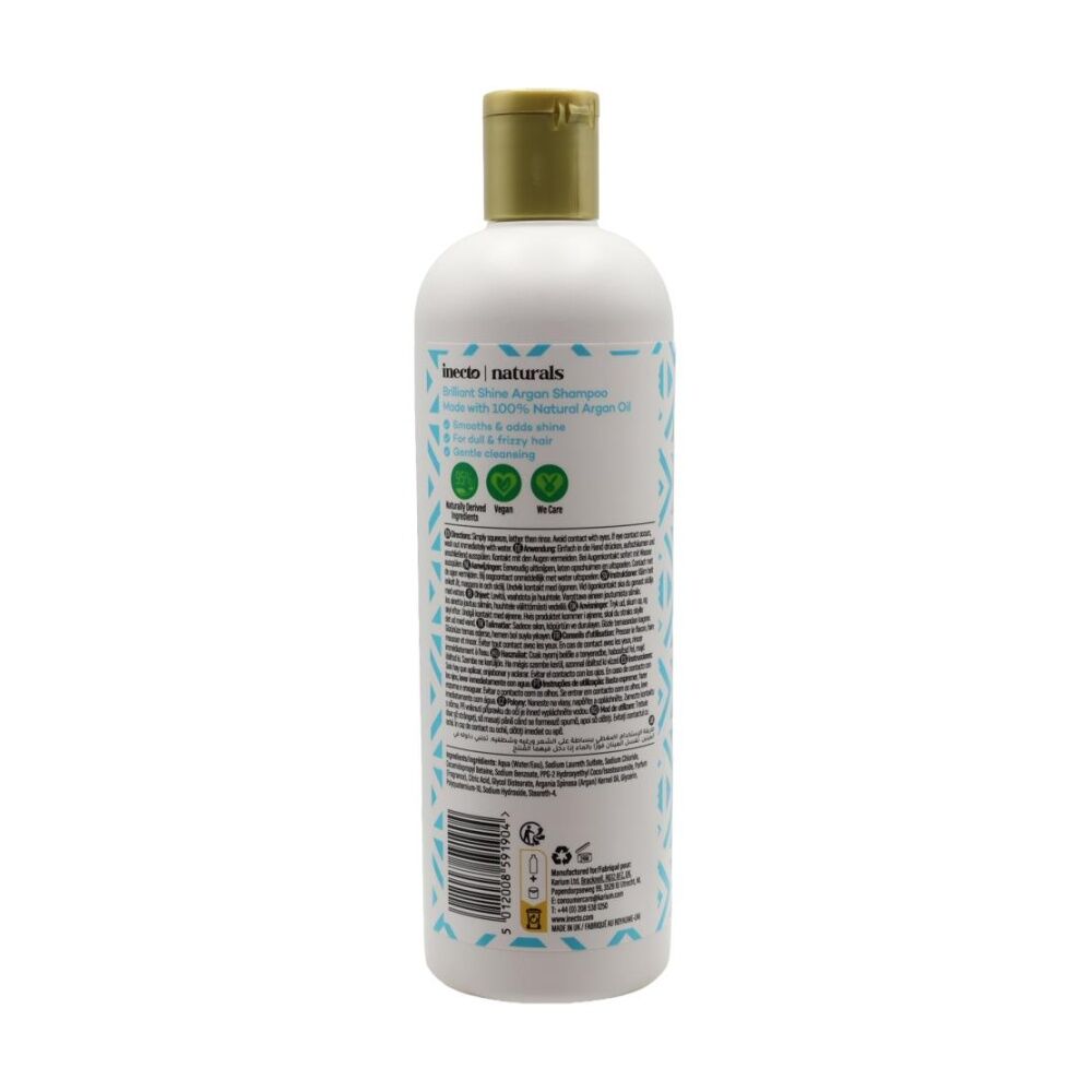 Inecto Naturals Brilliant Shine Argan Oil Shampoo Dull/Frizzy Hair 500mL (12 Pack) — image 3