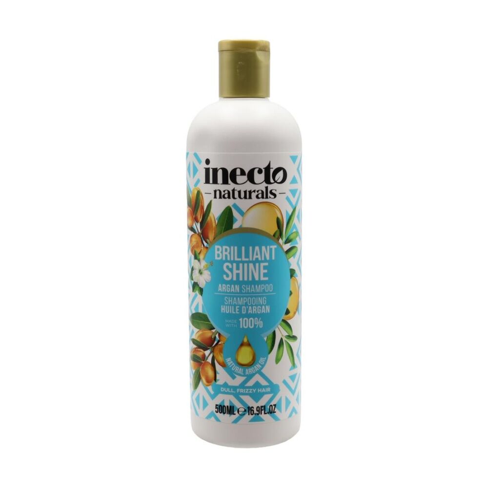 Inecto 500mL Shampoo Brilliant Shine Argan Dull Frizzy Hair Natural Organic Vegan Friendly