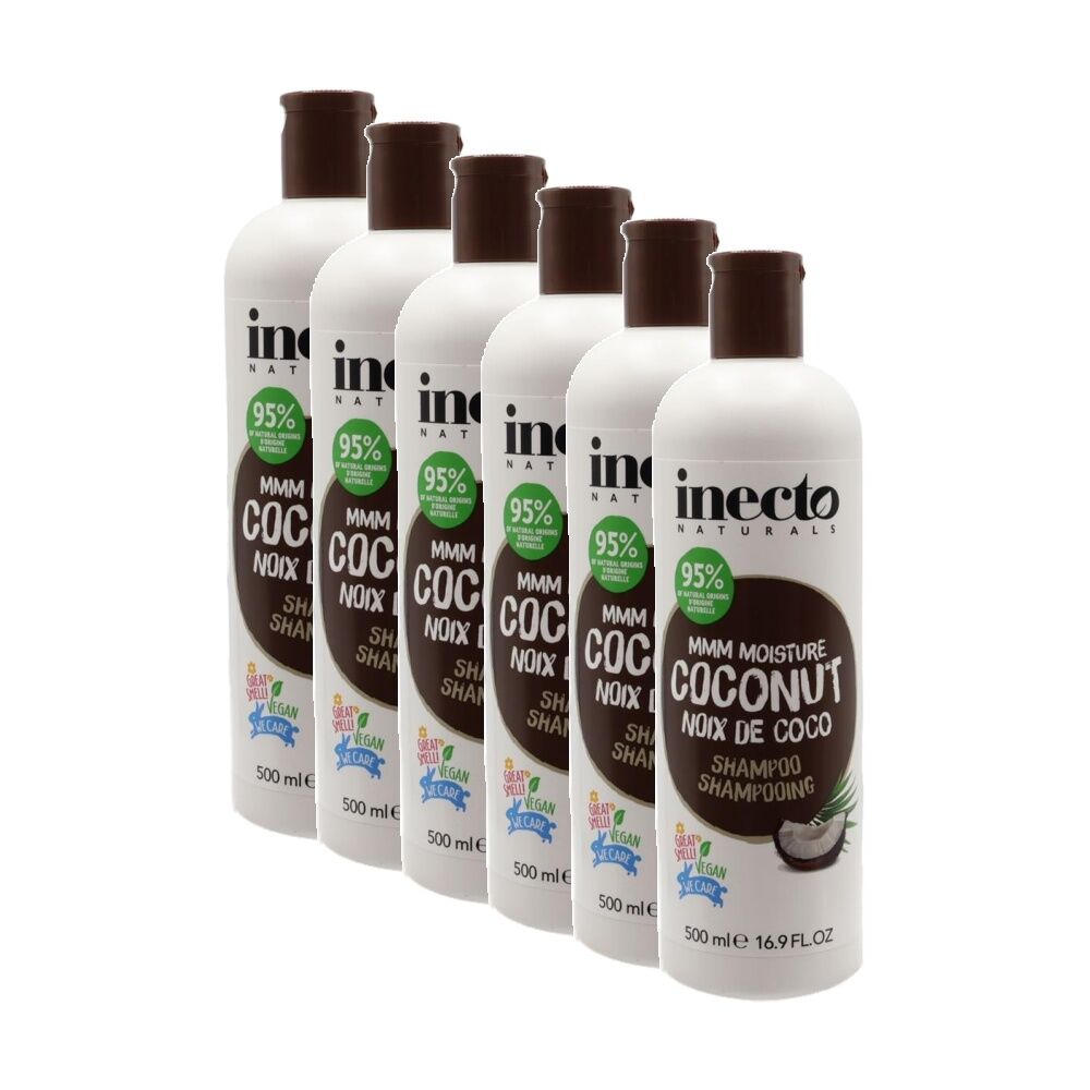 Inecto Naturals MMM Moisture Coconut Oil Vegan Shampoo For Dry Hair 500mL (6 Pack)