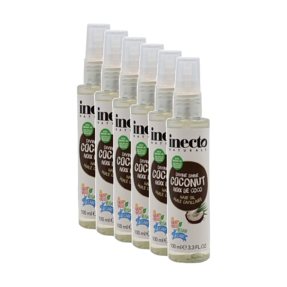 Inecto Naturals Vegan Divine Shine Hydrating Coconut Hair Oil 100mL (6 Pack)
