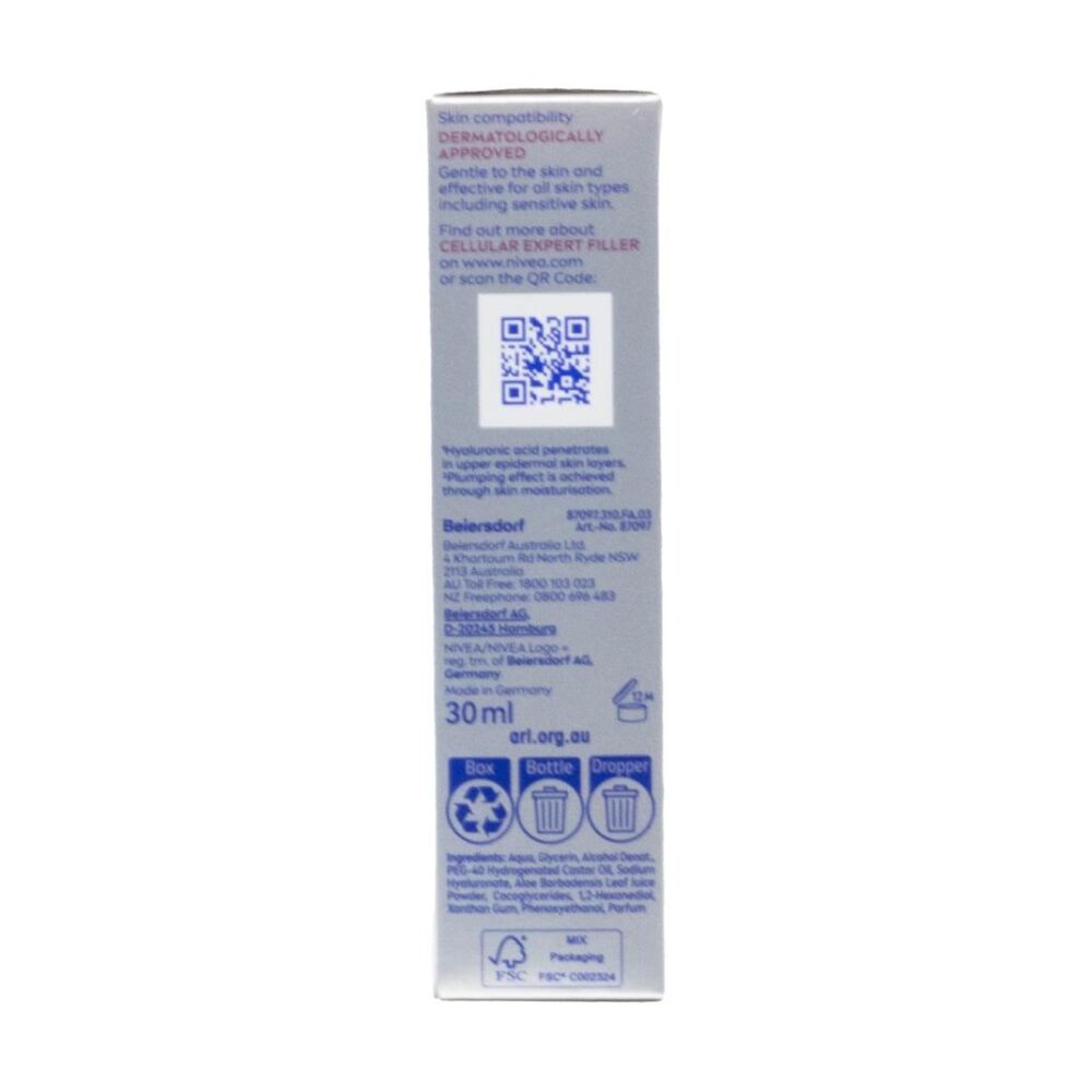 Nivea 30ml Anti-Ageing Hyaluronic Replumping Serum Expert Filler Cellular — image 2
