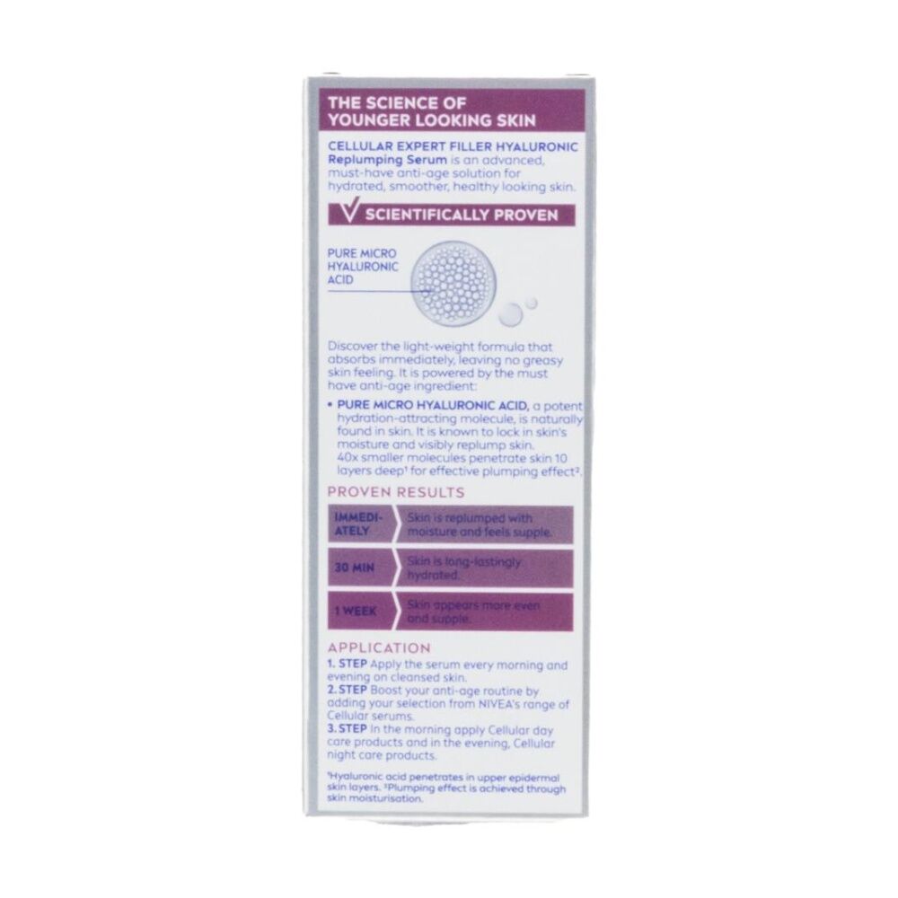 Nivea Anti-Ageing Hyaluronic Replumping Serum Expert Filler Cellular 30ml (3 Pack) — image 4