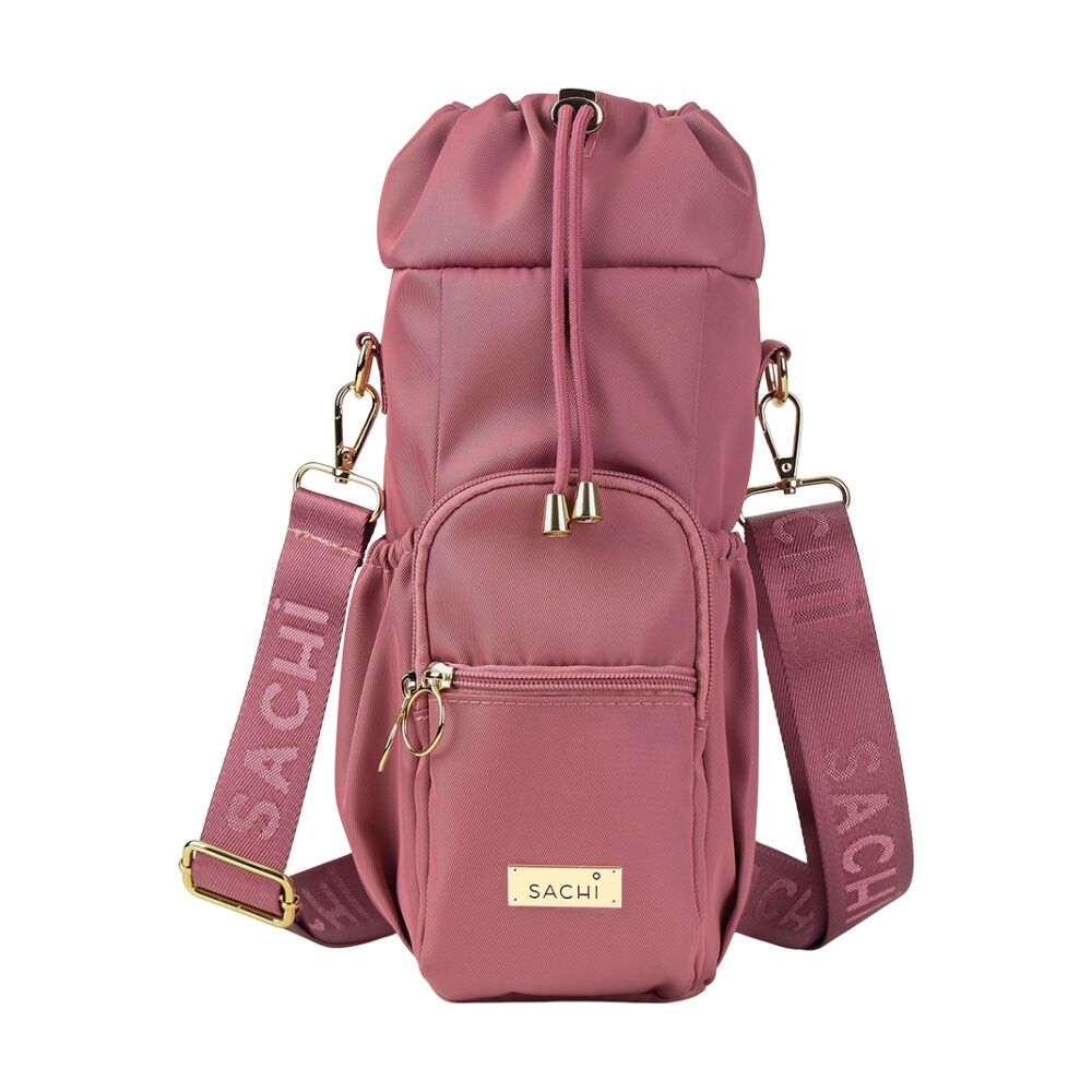 Sachi Crossbody Insulated Bottle Bag With Drawstring Closure Blush 24cm Sachi