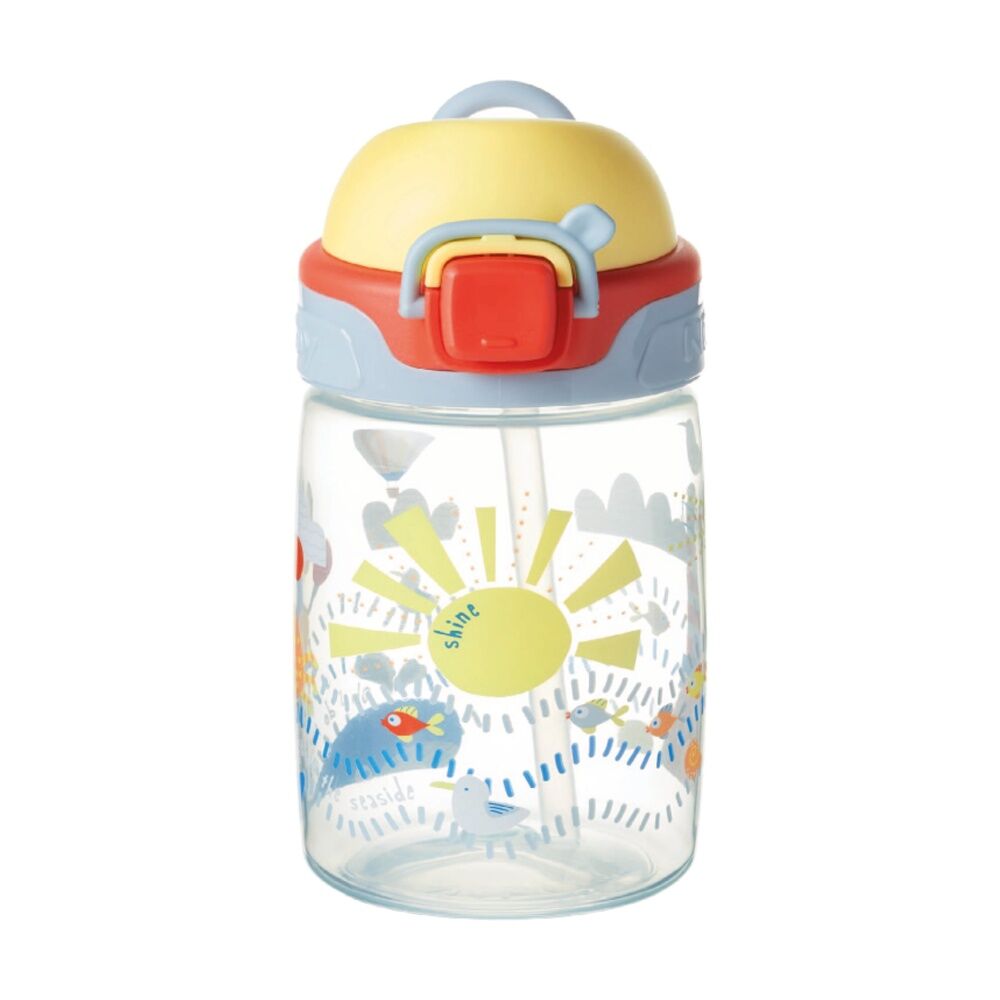 Nuby Super Straw Flip It Cup No-Spill Kids Water Bottle 360ml Yellow 12m+ (2 Pack) — image 2