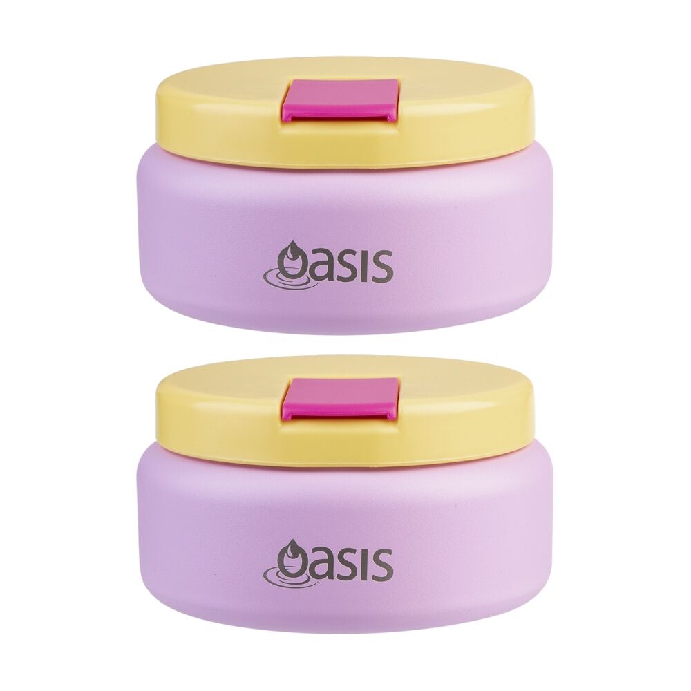 Oasis Stainless Steel Insulated Food Flask w/ Lid Bubblegum Pink 230ml (2 Pack)