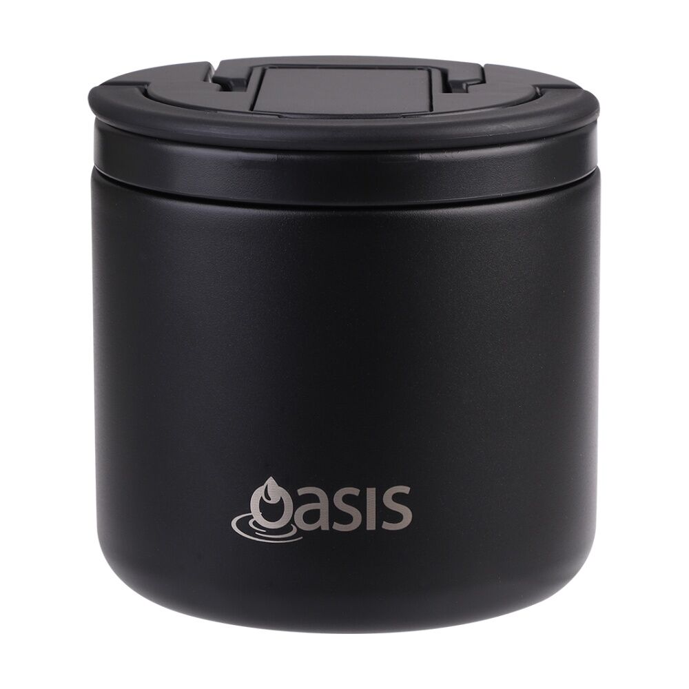 Oasis Stainless Steel Double Wall Insulated Food Flask w/ Lid Black 500ml Oasis