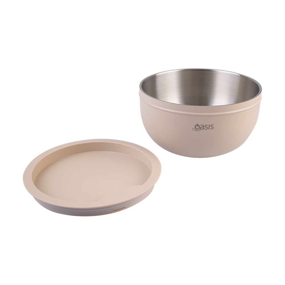 Oasis Stainless Steel Double Wall Insulated Salad Bowl With Lid Oat 2.8L Oasis — image 10